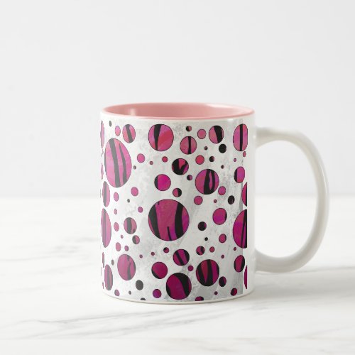 Polka Dot Tiger Hot Pink and Black Print Two_Tone Coffee Mug