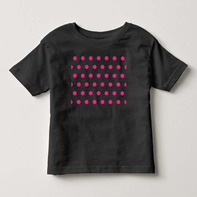 Polka Dot Toddler's T-Shirt (Black & Neon Pink) (Front)