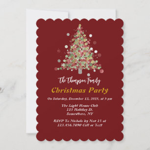 Polka Dot Tree Christmas Party Invitation