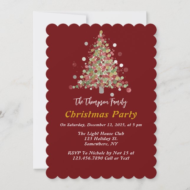 Polka Dot Tree Christmas Party Invitation (Front)