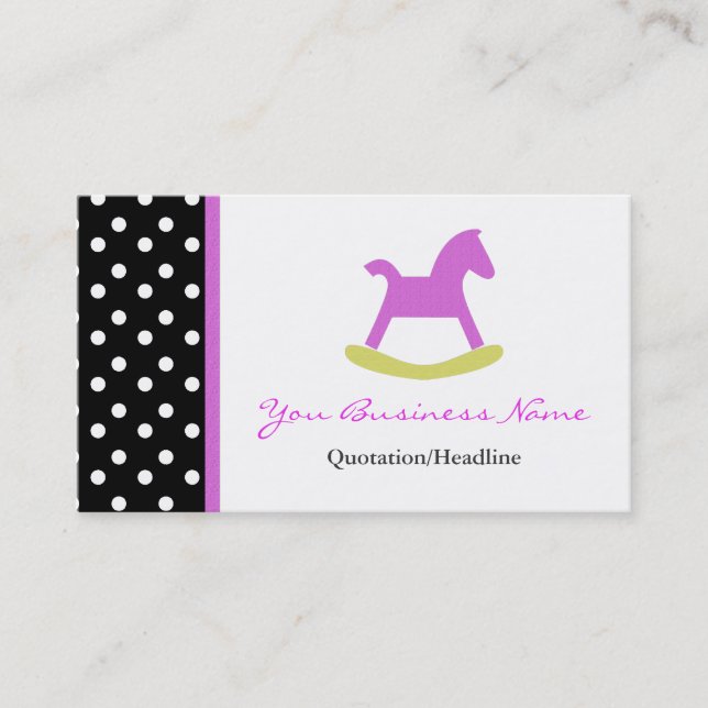 Polka Dot Trimmed Business Card (Front)