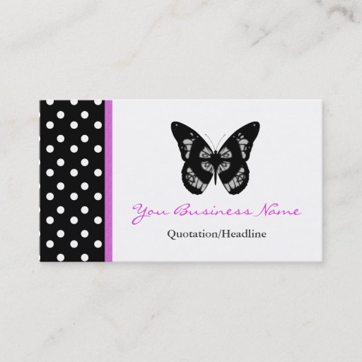 Customizable Polka Dot Trimmed Butterfly Business Card