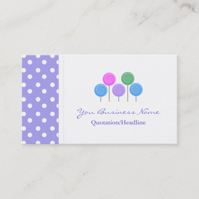 Polka Dot Trimmed Candy Business Cards (Front)