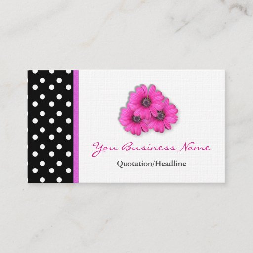 Customizable Polka Dot  Trimmed Flower Business Cards