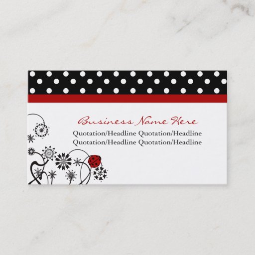 Customizable Polka Dot Trimmed Lady Bug Business Cards