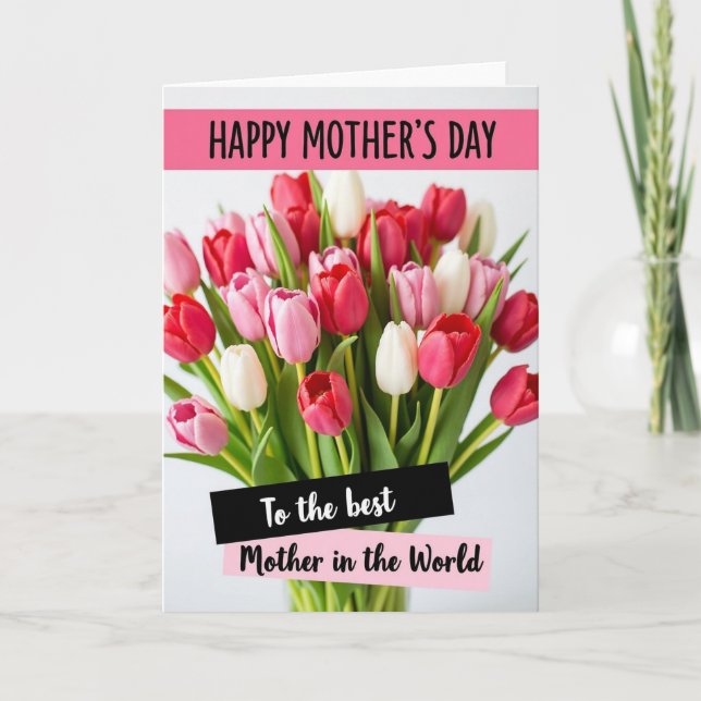 Polka Dot Tulip Bouquet Card (Front)