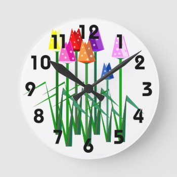Polka Dot Tulips Clock by ellejai at Zazzle