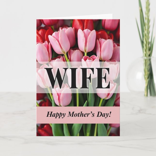 Polka Dot Tulips Wife Mothers Day Card (Front)