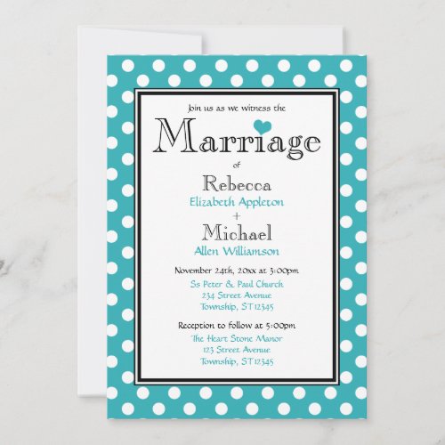 Polka Dot Turquoise Wedding Invitations