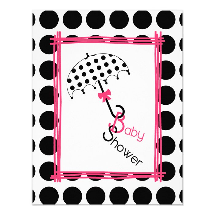 Polka Dot Umbrella Baby Shower Invitation