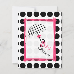 Polka Dot Umbrella Baby Shower Invitation