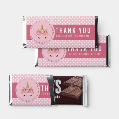 Polka Dot Unicorn Birthday Thank You Hershey Bar Favors