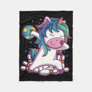 Polka Dot Unicorn Bowling Birthday Party For Girls Fleece Blanket
