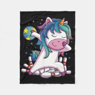 Polka Dot Unicorn Bowling Birthday Party Gift For Fleece Blanket