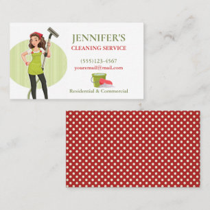 Polka Dot Vacuuming Maid House Cleaning Service  Business Card