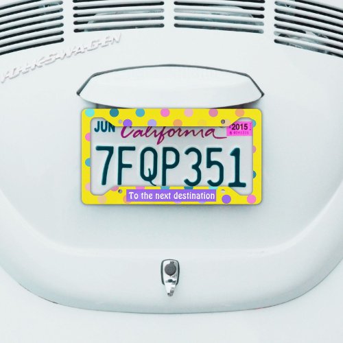 Polka dot various colors yellow background  license plate frame