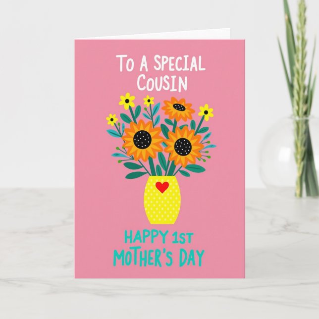 Polka Dot Vase Floral Card (Front)