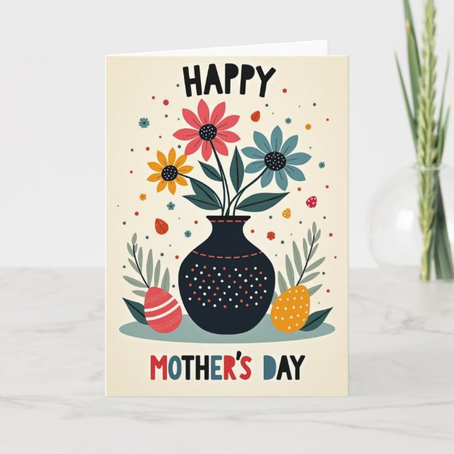Polka Dot Vase Flower Card (Front)