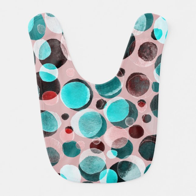 Polka dot watercolor, abstract pattern. baby bib (Front)