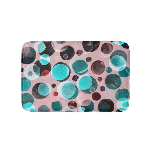 Polka dot watercolor, abstract pattern. bath mat (Front)