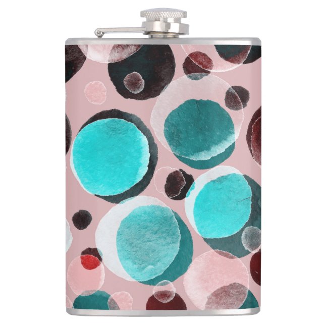 Polka dot watercolor, abstract pattern. flask (Front)