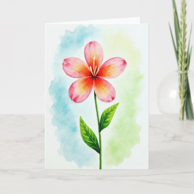 Polka Dot Watercolor Blossom Card (Front)