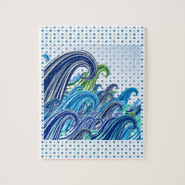 Polka Dot Waves of Blue Jigsaw Puzzle (Vertical)