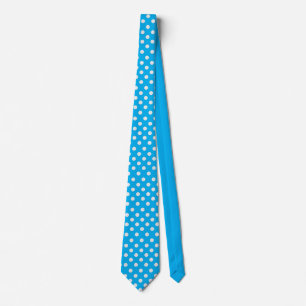 Polka dot white and light blue neck tie