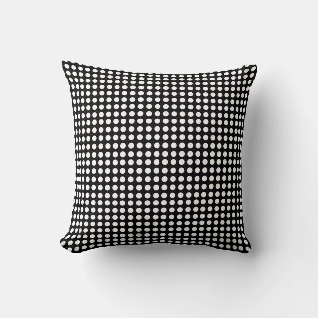 Polka Dot White & Black Throw Pillow (Front)