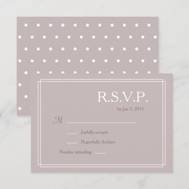 Polka dot white blush pink minimalist wedding RSVP Invitation (Front/Back)