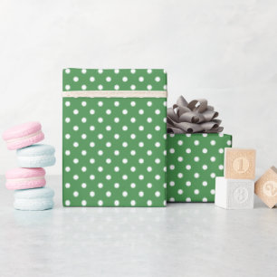 Polka Dot White Green Wrapping Paper