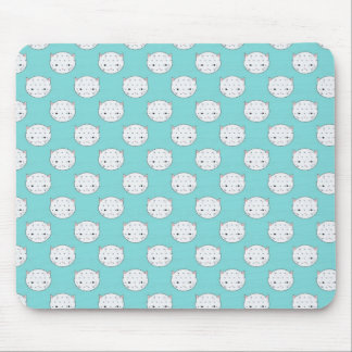 Polka Dot White Kitty Face over Teal Mouse Pad