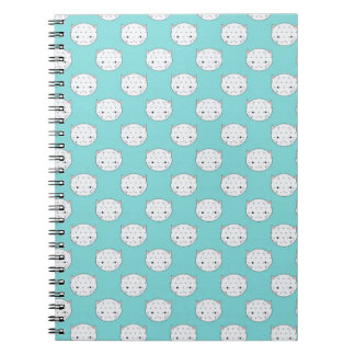 Polka Dot White Kitty Face over Teal Notebook