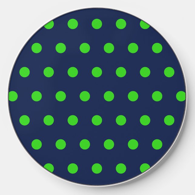 Polka Dot Wireless Charger (Navy Blue & Lime Green (Front)
