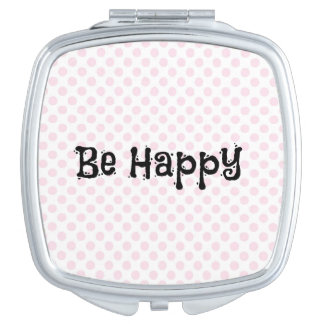 Polka Dot with Happy Quote Compact Mirror