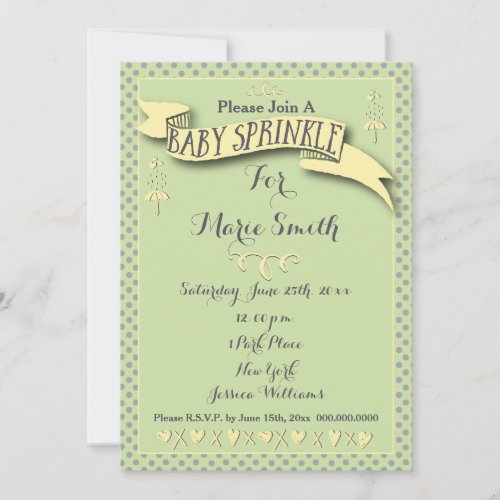 Polka Dot With Ribbon Baby Sprinkle Invitation