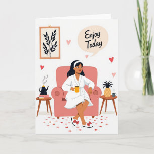 Polka Dot Woman Relaxing Card