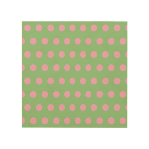 Polka Dot Wood Wall Art Sage Green  Pastel Pink