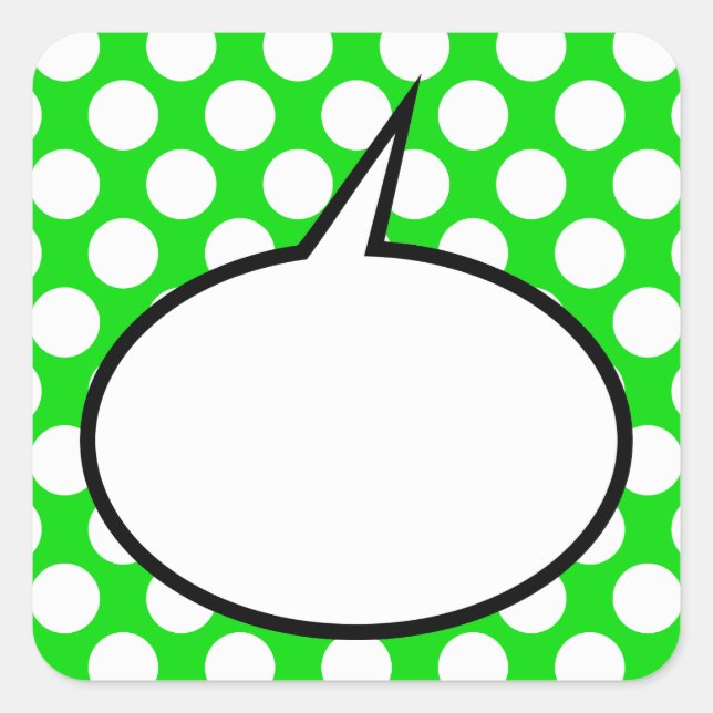 Polka Dot Word Balloon Custom Message Square Sticker (Front)