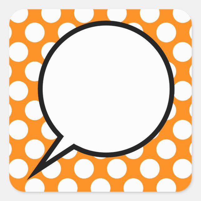 Polka Dot Word Balloon Custom Text Square Sticker (Front)