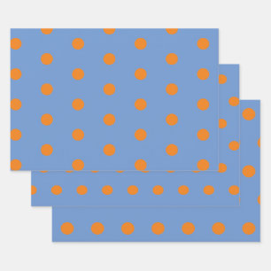Polka Dot Wrapping Paper (Denim Blue & Orange)