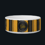 Polka Dot Yellow and Black - DIY Name Bowl<br><div class="desc">Dog Dish. Polka Dot Yellow and Black - DIY Name. ✔NOTE: ONLY CHANGE THE TEMPLATE AREAS NEEDED! 😀 If needed, you can remove the text and start fresh adding whatever text and font you like. 📌If you need further customization, please click the "Click to Customize further" or "Customize or Edit...</div>