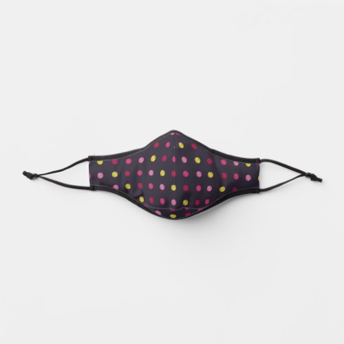 Polka Dot Yellow Red Pink on Black Background Premium Face Mask