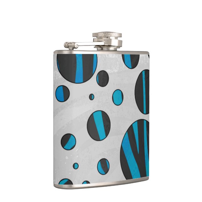 Polka Dot Zebra Black and Blue Pattern Flask (Right)