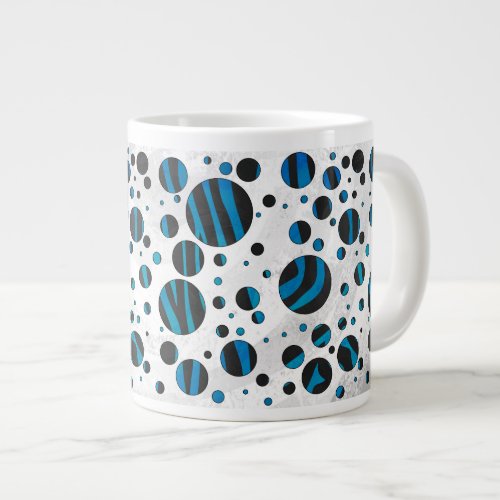 Polka Dot Zebra Black and Blue Pattern Giant Coffee Mug