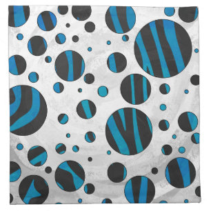 Polka Dot Zebra Black and Blue Pattern Napkin