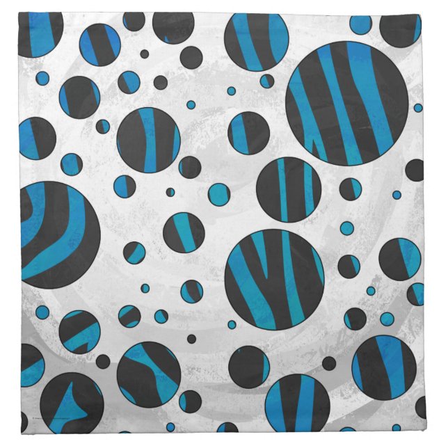 Polka Dot Zebra Black and Blue Pattern Napkin (Front)