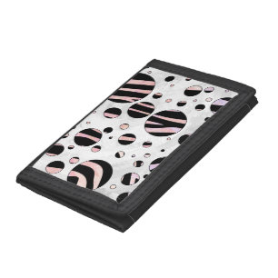 Polka Dot Zebra Black and Pink Tri-fold Wallet