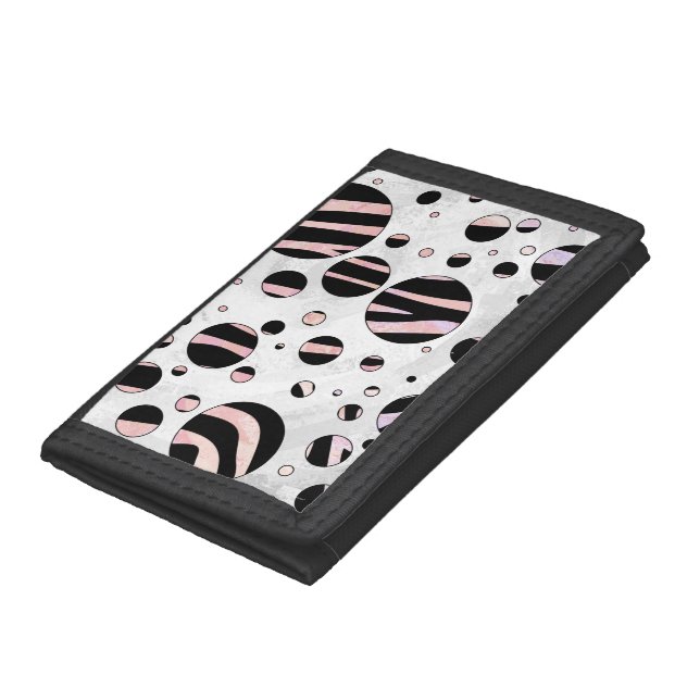 Polka Dot Zebra Black and Pink Tri-fold Wallet (Bottom)