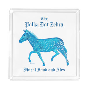 Polka Dot Zebra English Pub - Blue Acrylic Tray
